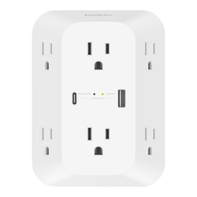6-Outlet Wall Charger + USB-A and USB-C Ports